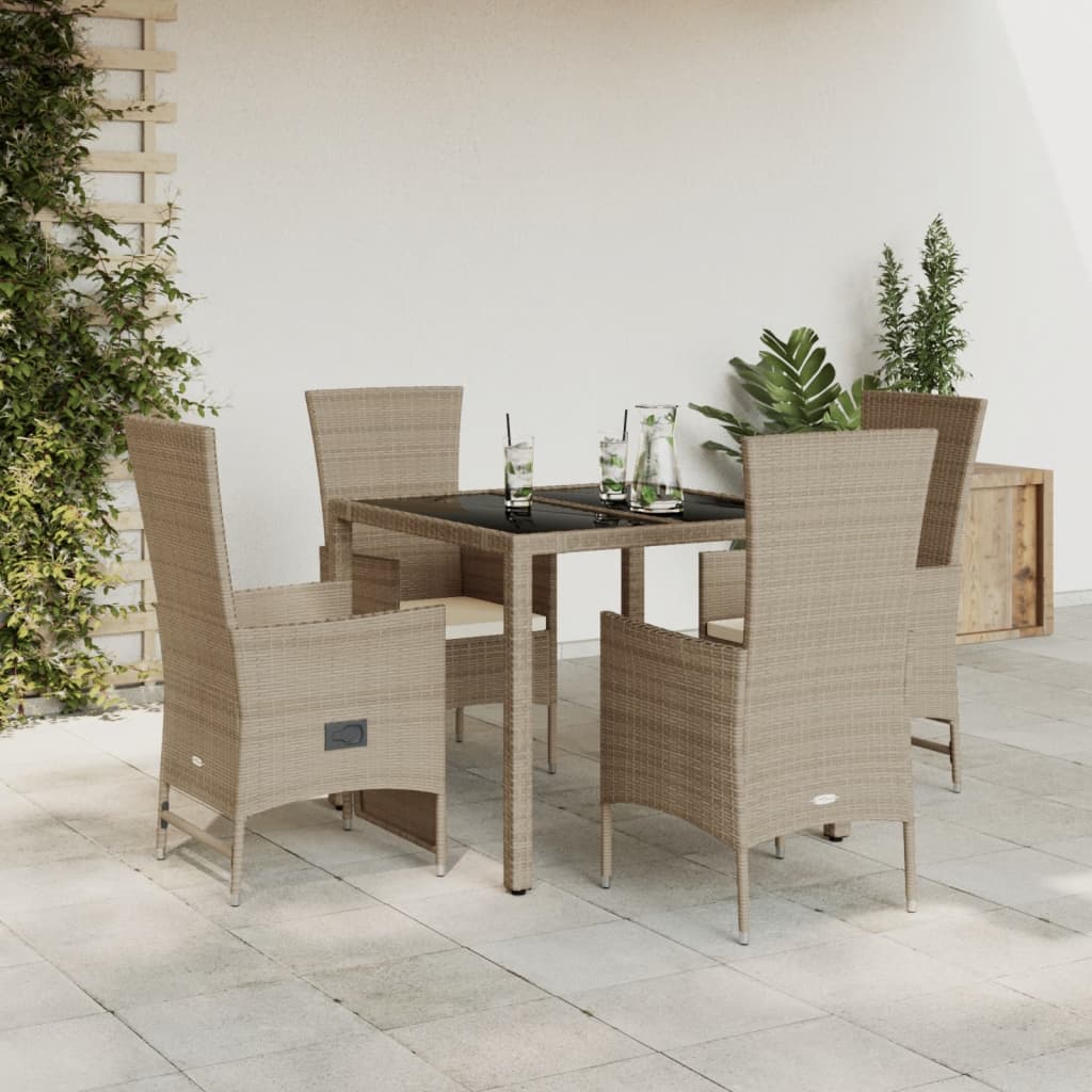 vidaXL Set da Pranzo da Giardino 5 pz con Cuscini Beige in Polyrattan