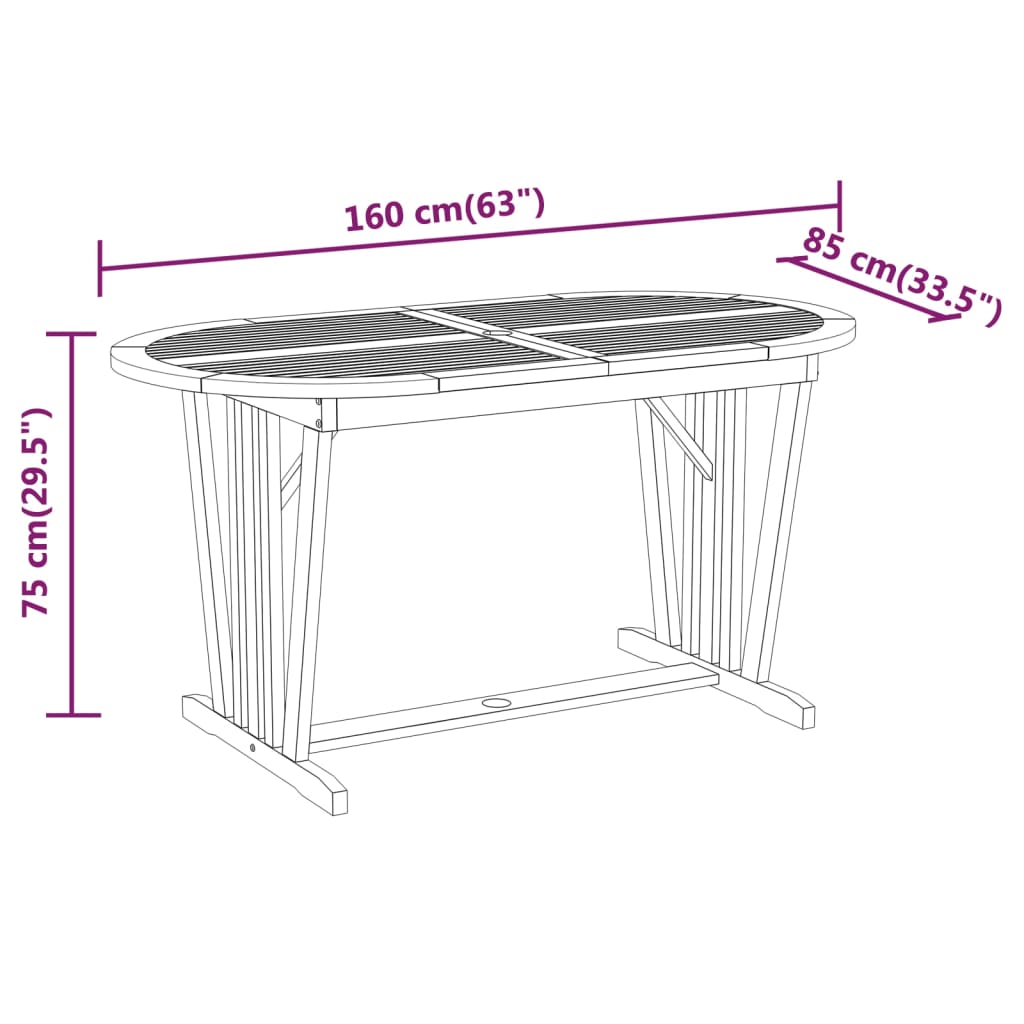 vidaXL Set da Pranzo per Giardino 5 pz in Legno Massello di Eucalipto