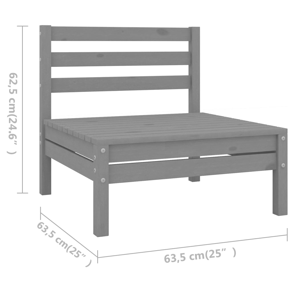 vidaXL Set Salotto da Giardino 9 pz in Legno Massello di Pino Grigio