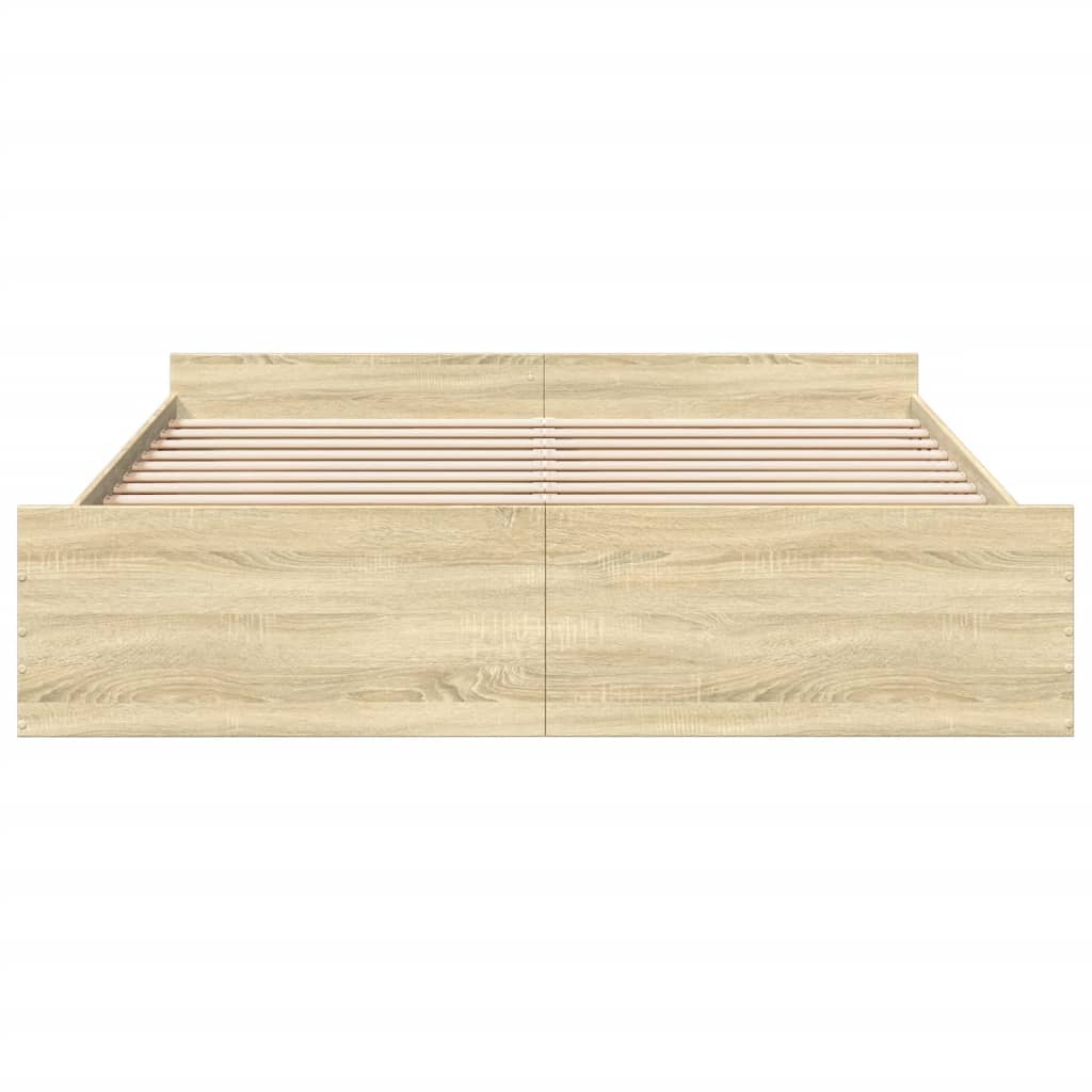 vidaXL Giroletto Cassetti Rovere Sonoma 200x200 cm Legno Multistrato