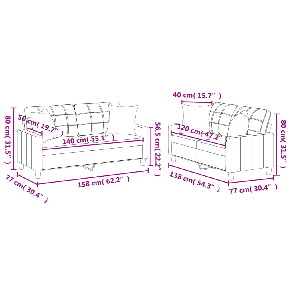 vidaXL Set di Divani 2 pz con Cuscini Cappuccino in Similpelle