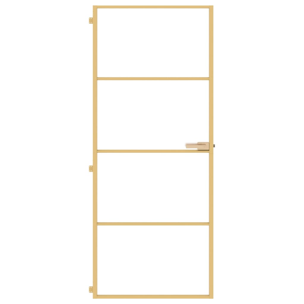 vidaXL Porta Interni Sottile Oro 83x201,5cm Vetro Temperato Alluminio