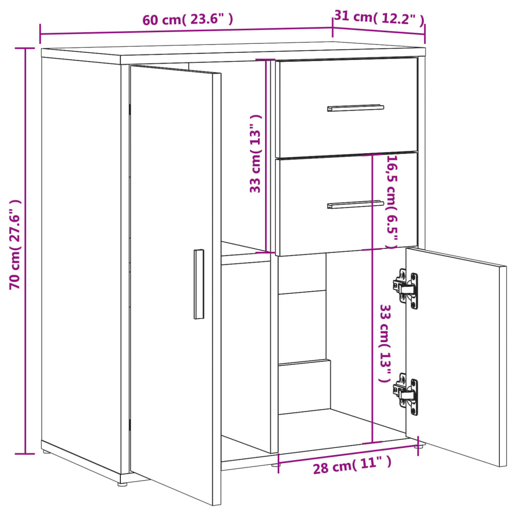 vidaXL Credenza Grigio Sonoma 60x31x70cm in Legno Multistrato