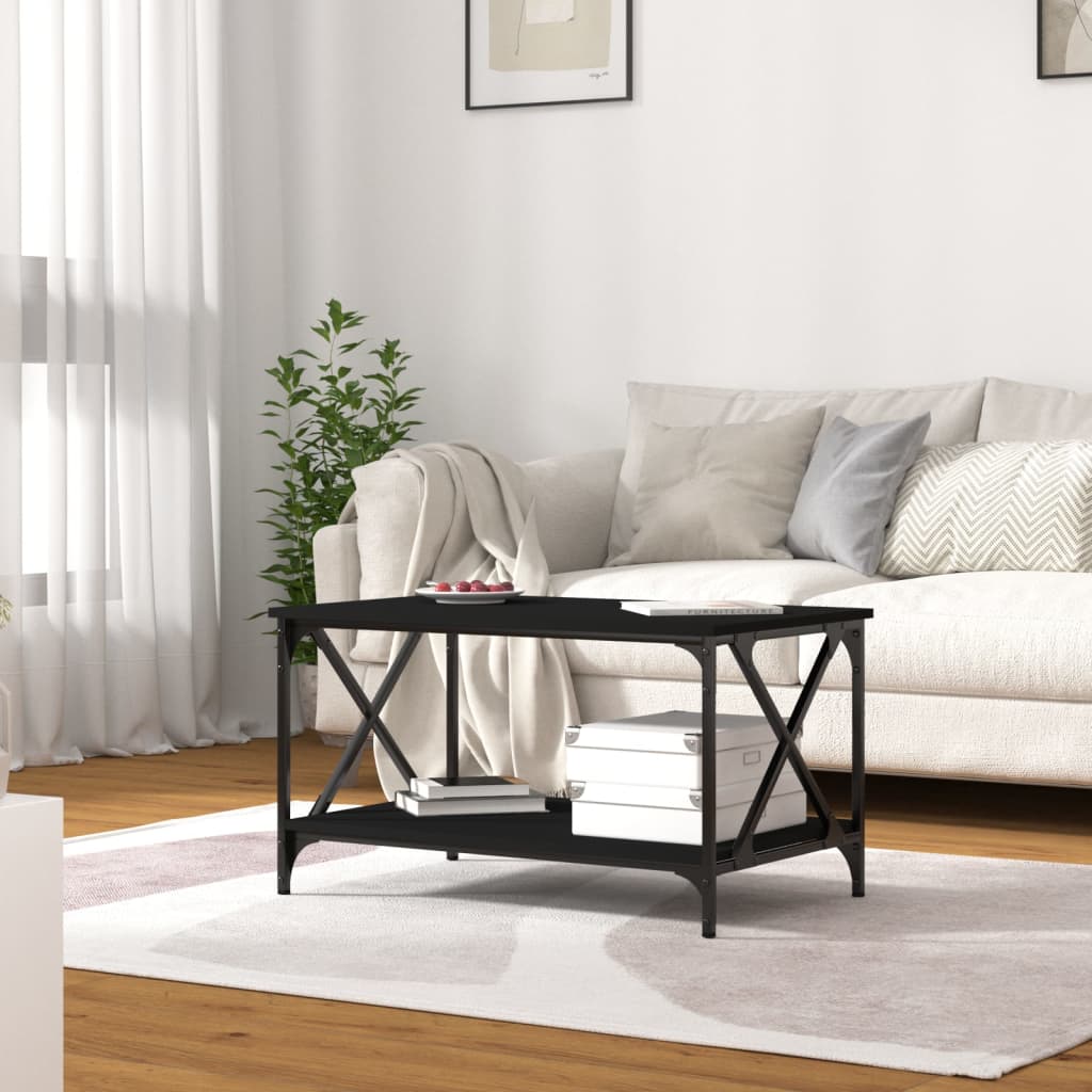 vidaXL Tavolino da Salotto Nero 80x50x45 cm Legno Multistrato e Ferro