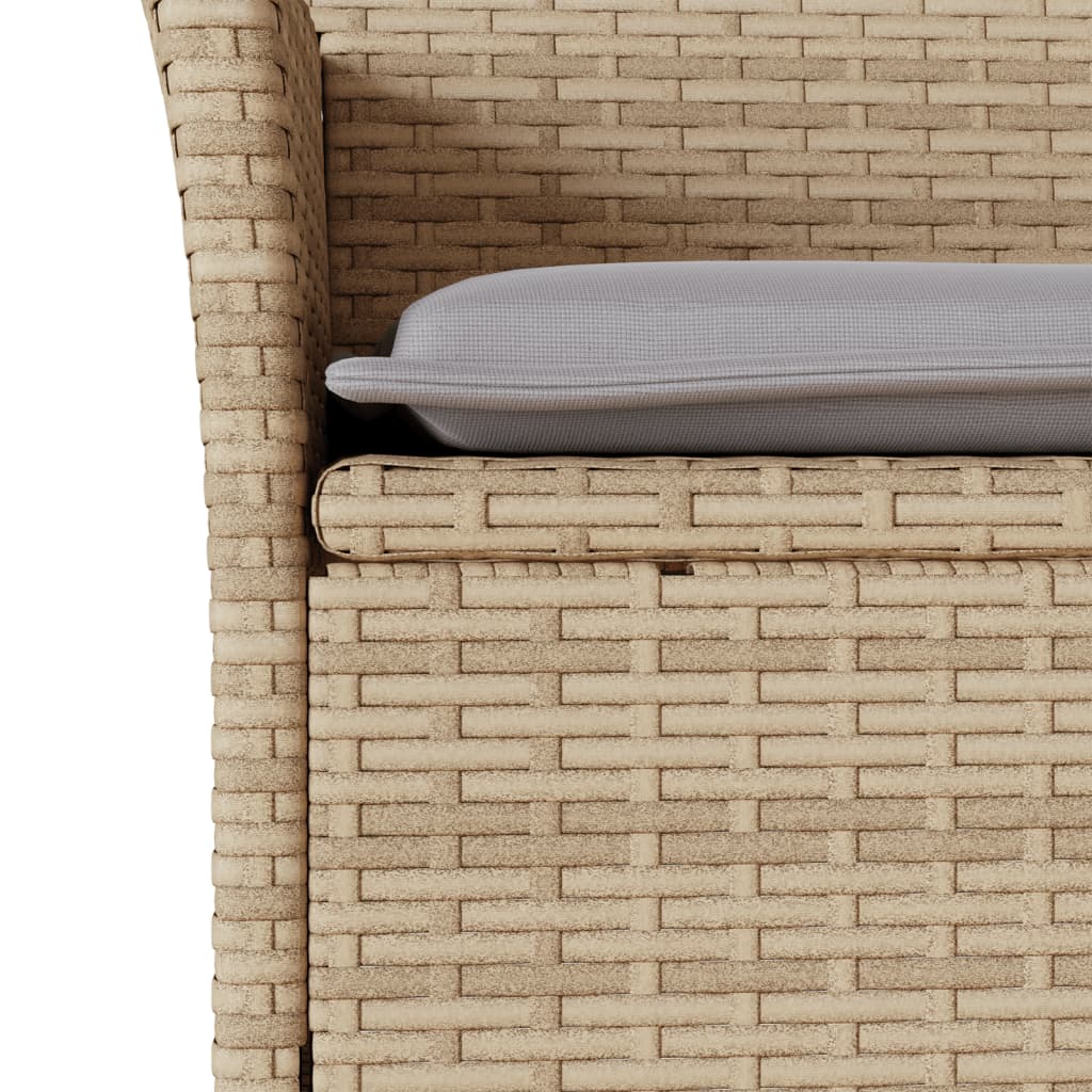 vidaXL Set da Bistrò 3 pz con Cuscini Beige Polyrattan e Vetro