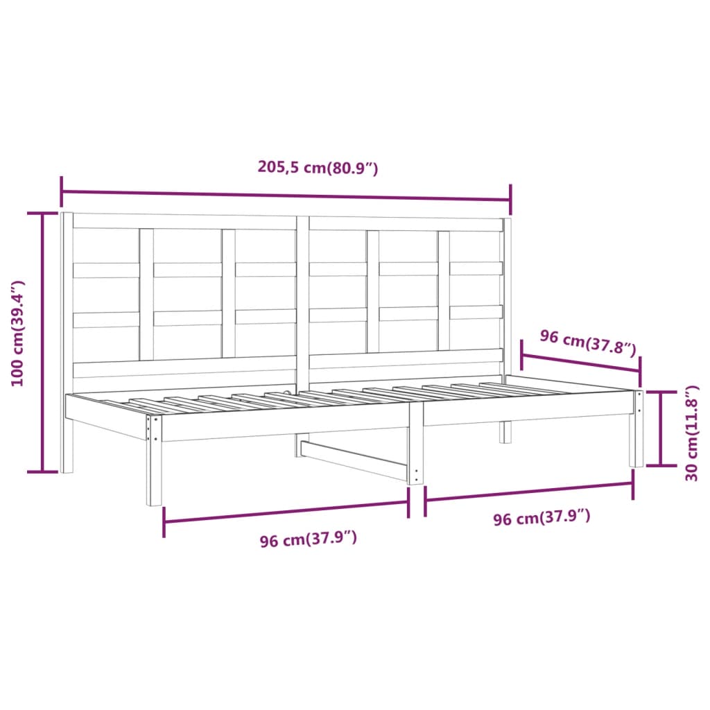 vidaXL Dormeuse senza Materasso Bianca 90x200 cm Legno Massello Pino