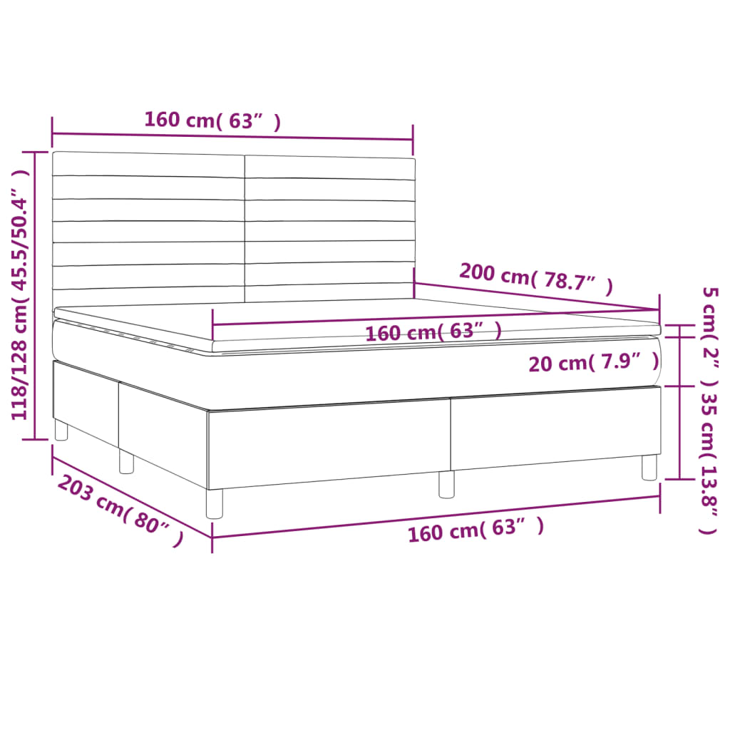 vidaXL Giroletto a Molle con Materasso Rosa 160x200 cm in Velluto