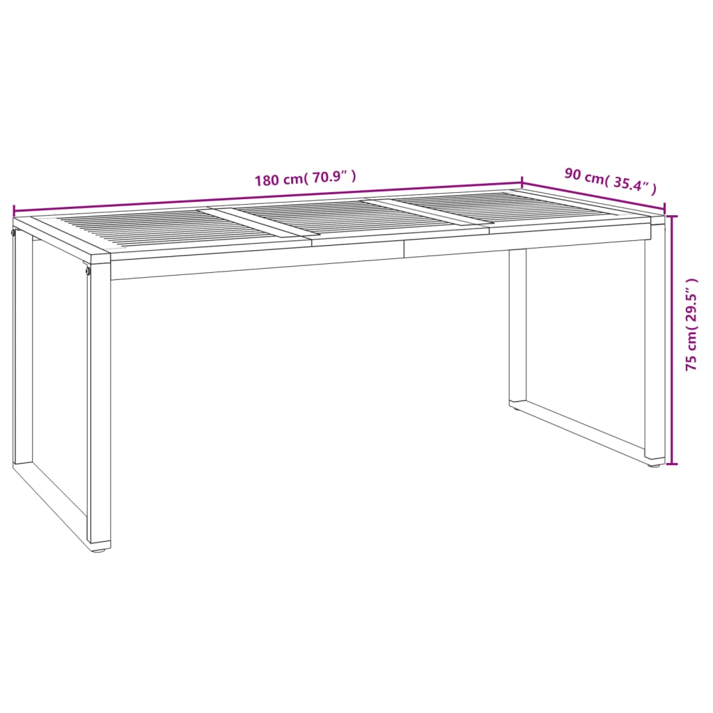 vidaXL Set Pranzo da Giardino 5 pz Legno Massello di Acacia e Metallo