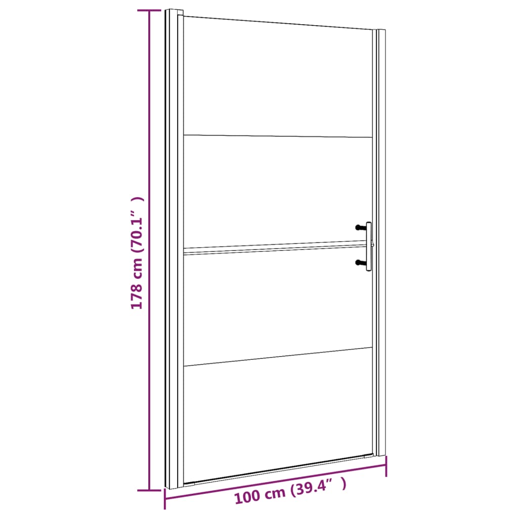 vidaXL Parete Doccia 100x178 cm Vetro Temperato Semi Smerigliato Nero