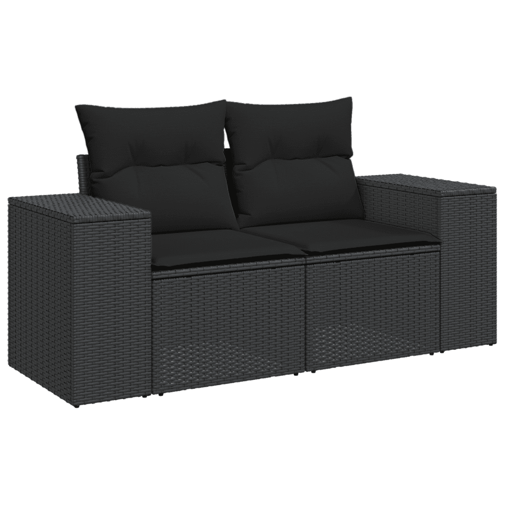 vidaXL Set Divano da Giardino 6 pz con Cuscini Nero in Polyrattan