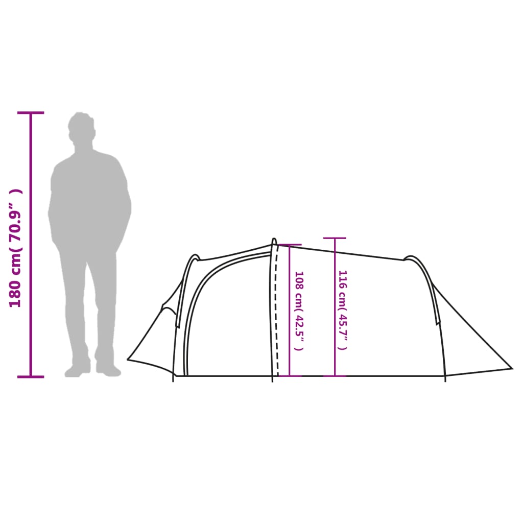 vidaXL Tenda da Campeggio a Tunnel 3 Persone Arancione Impermeabile