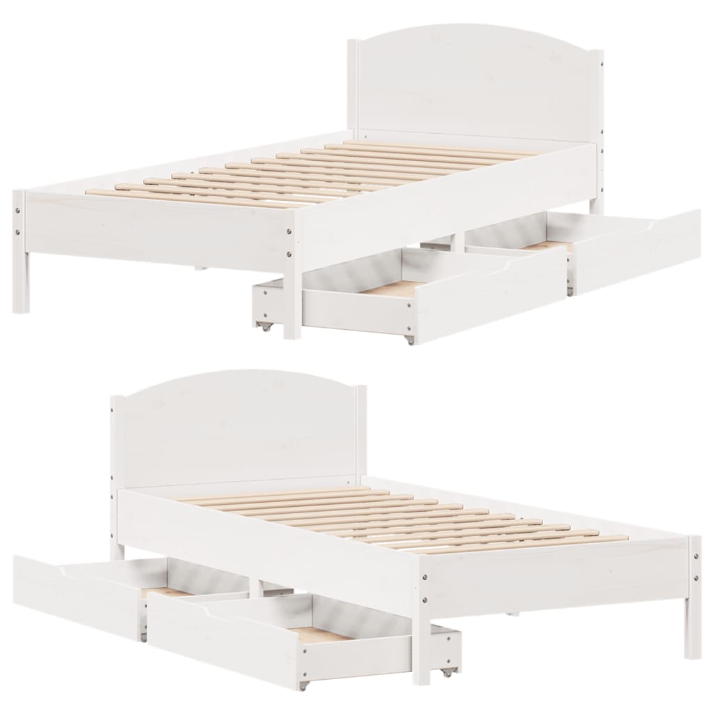 vidaXL Letto senza Materasso Bianco 90x200 cm Legno Massello di Pino