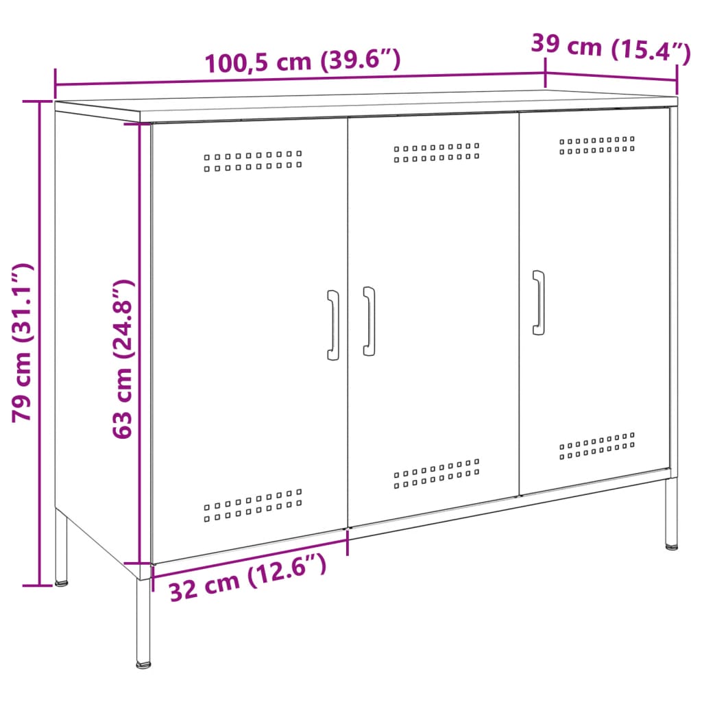 vidaXL Credenza Verde Oliva 100,5x39x79 cm in Acciaio