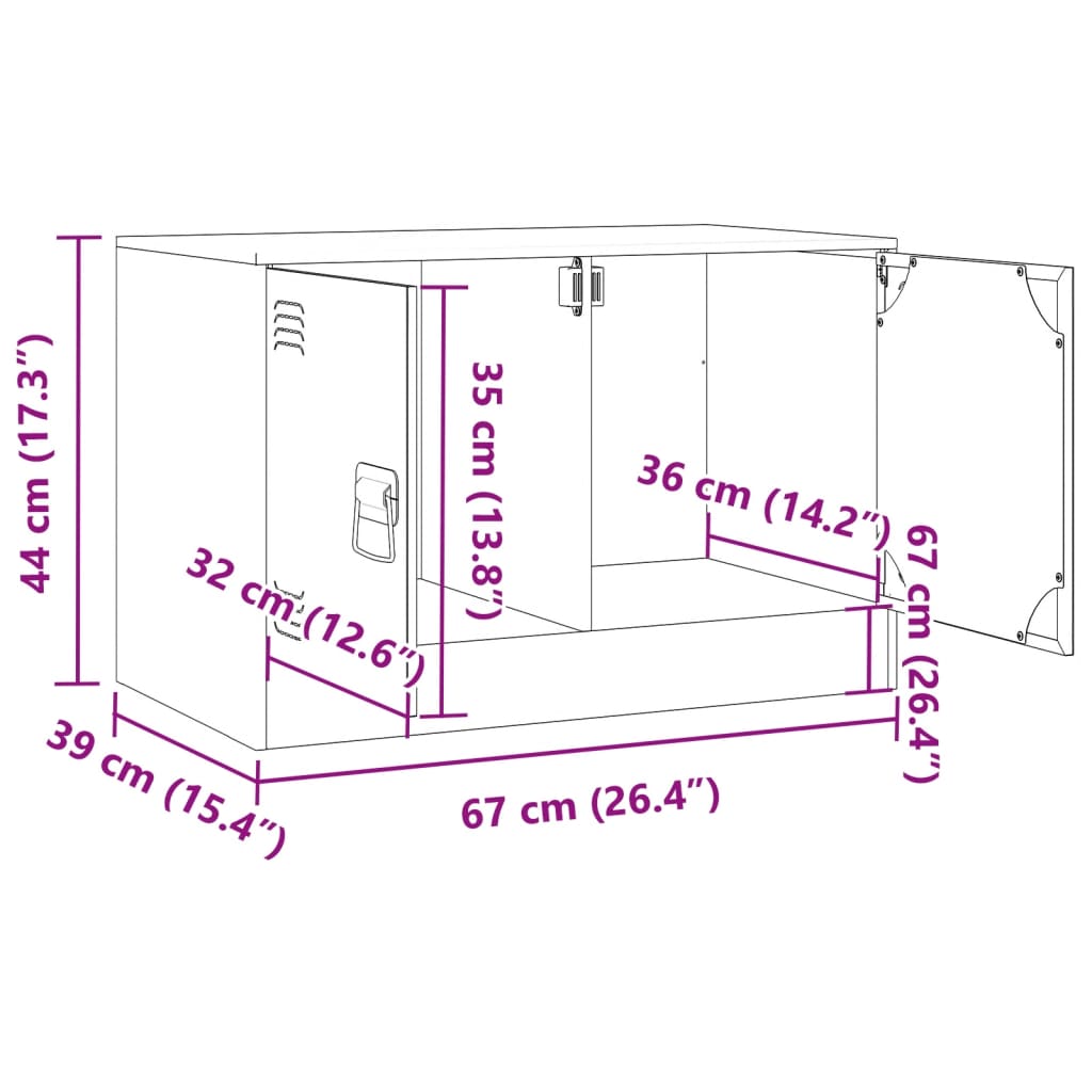 vidaXL Mobile TV Verde Oliva 67x39x44 cm in Acciaio