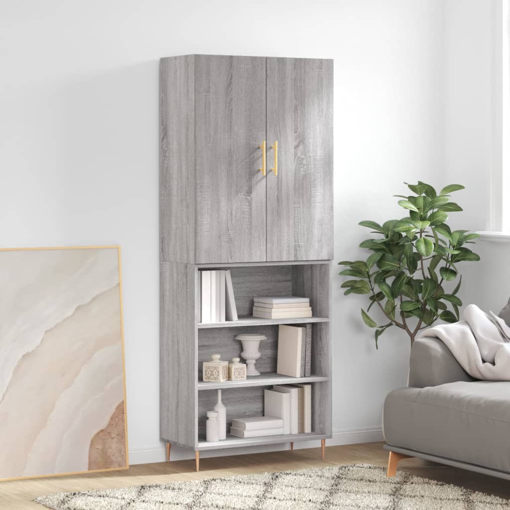 vidaXL Credenza Grigio Sonoma 69,5x34x180 cm in Legno Multistrato