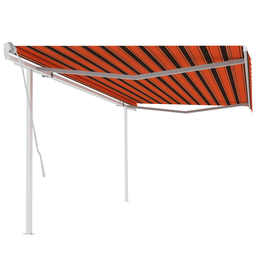 vidaXL Tenda da Sole Retrattile Manuale con Pali 5x3 m Arancio Marrone