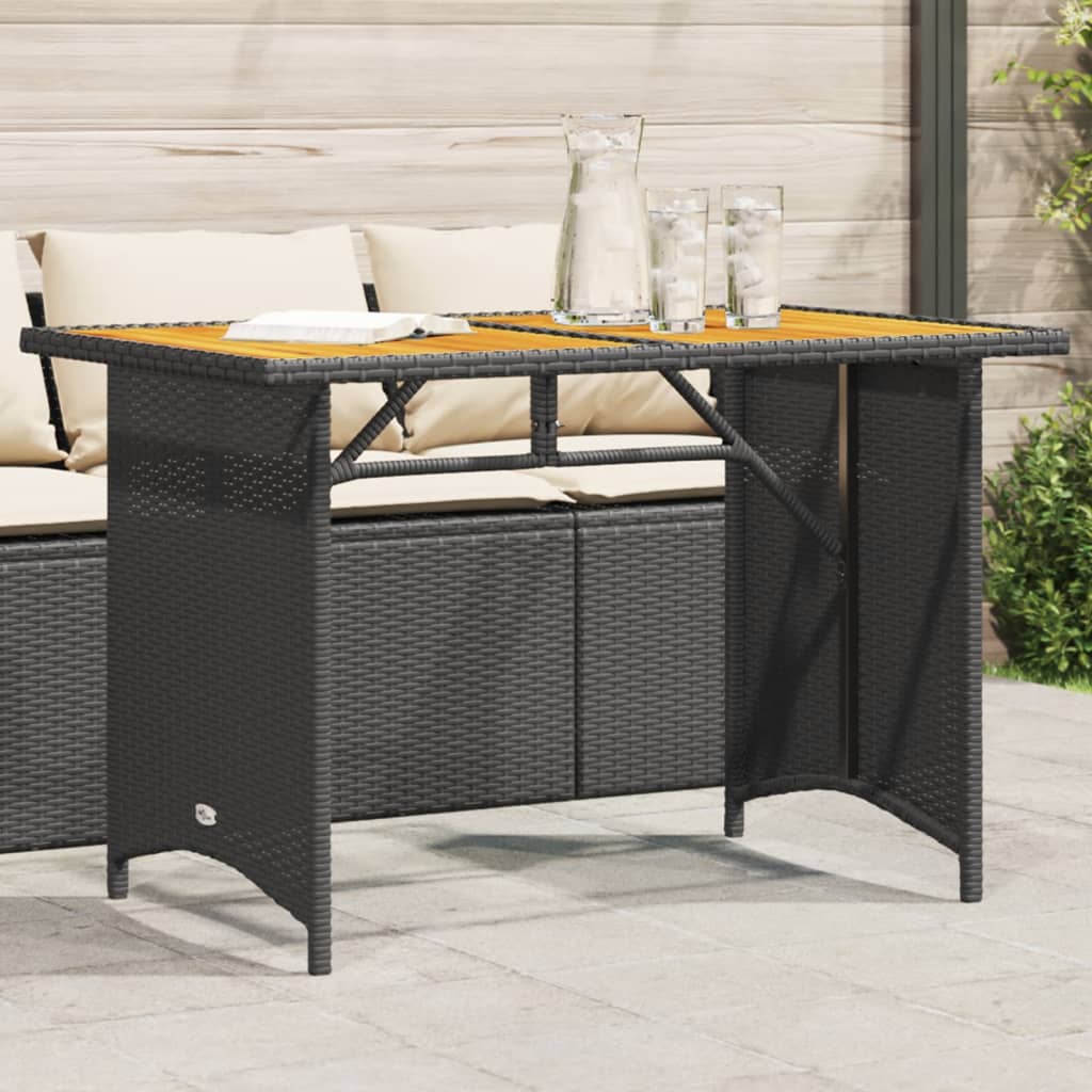 vidaXL Tavolo da Giardino Piano in Legno Nero 110x68x70 cm Polyrattan