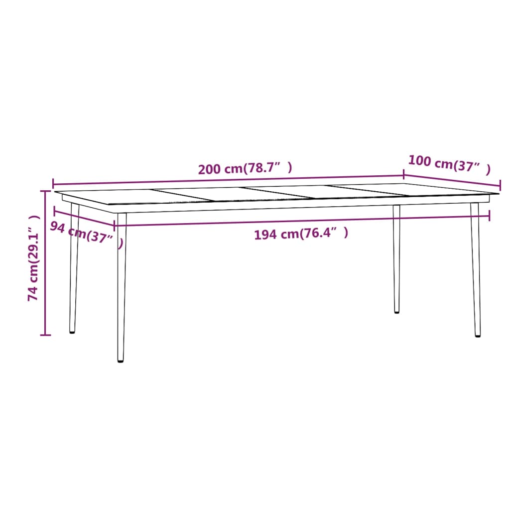 vidaXL Set da Pranzo da Giardino 7 pz con Cuscini Nero