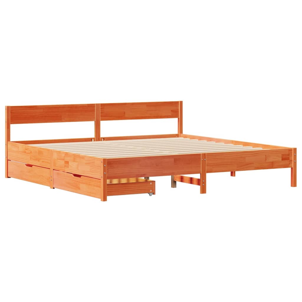 vidaXL Letto senza Materasso Marrone Cera 200x200 cm in Legno di Pino