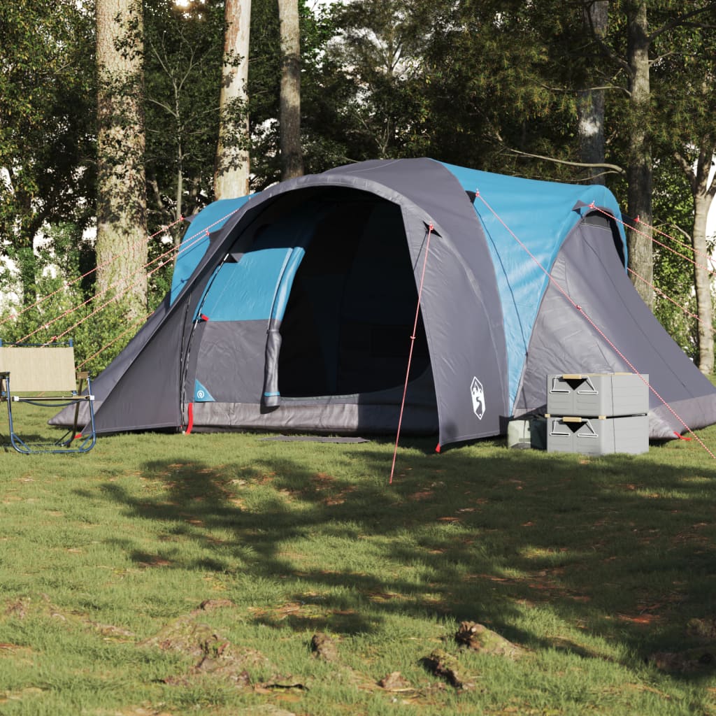 vidaXL Tenda da Campeggio a Cupola per 4 Persone Blu Impermeabile