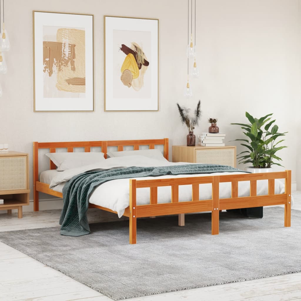 vidaXL Letto senza Materasso Marrone Cera 150x200 cm in Legno di Pino