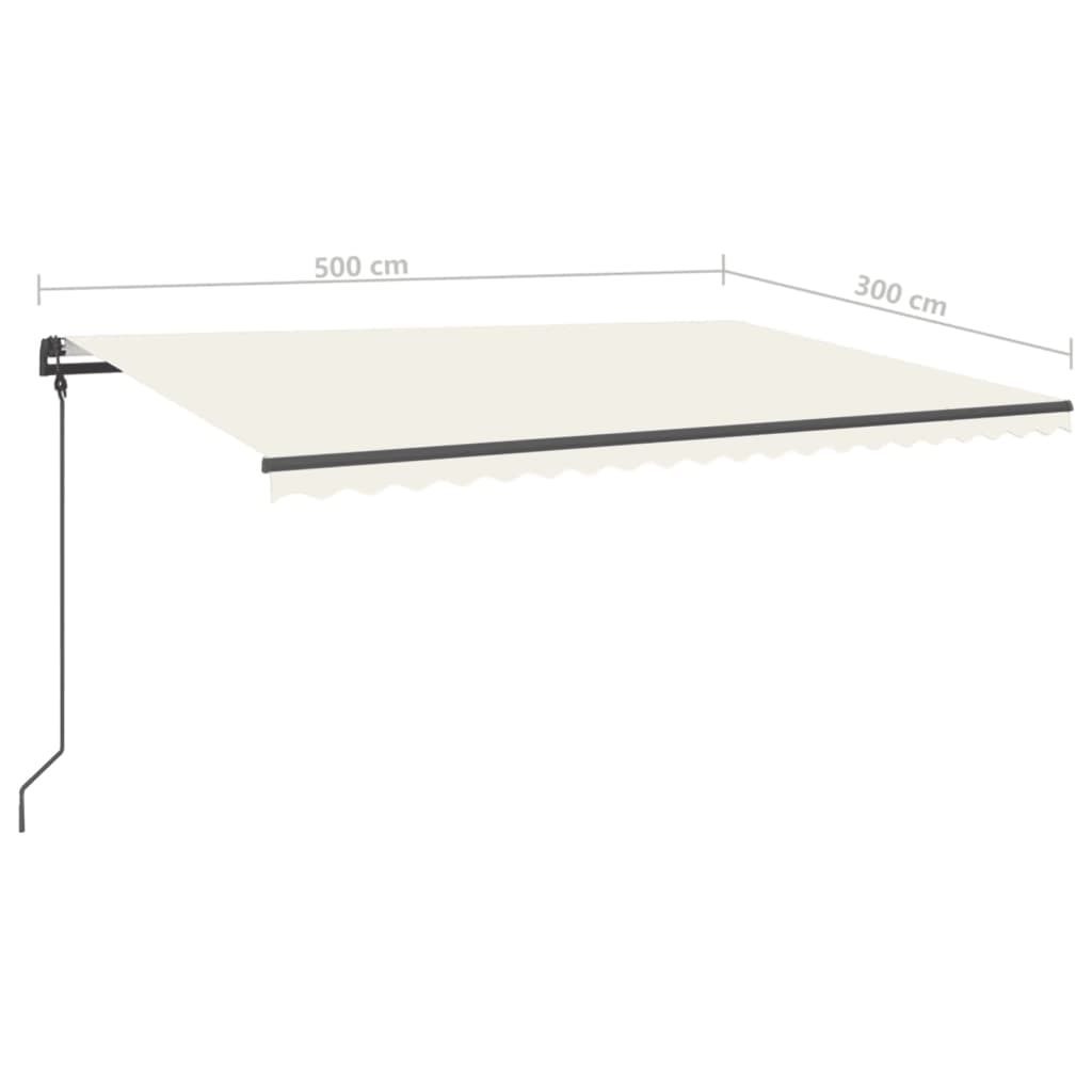 vidaXL Tenda da Sole Retrattile Manuale con LED 5x3 m Crema