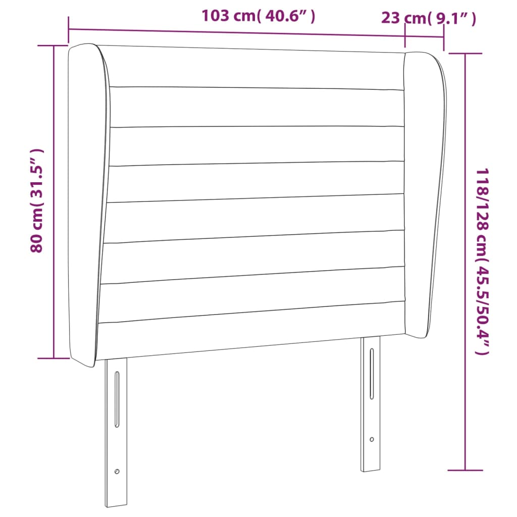 vidaXL Testiera ad Orecchio Tortora 103x23x118/128 cm in Tessuto