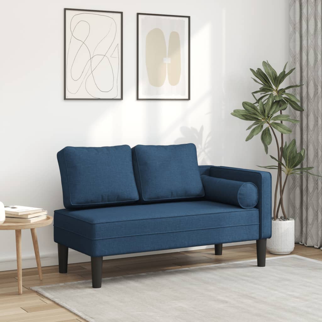 vidaXL Chaise Longue con Cuscini Blu in Tessuto