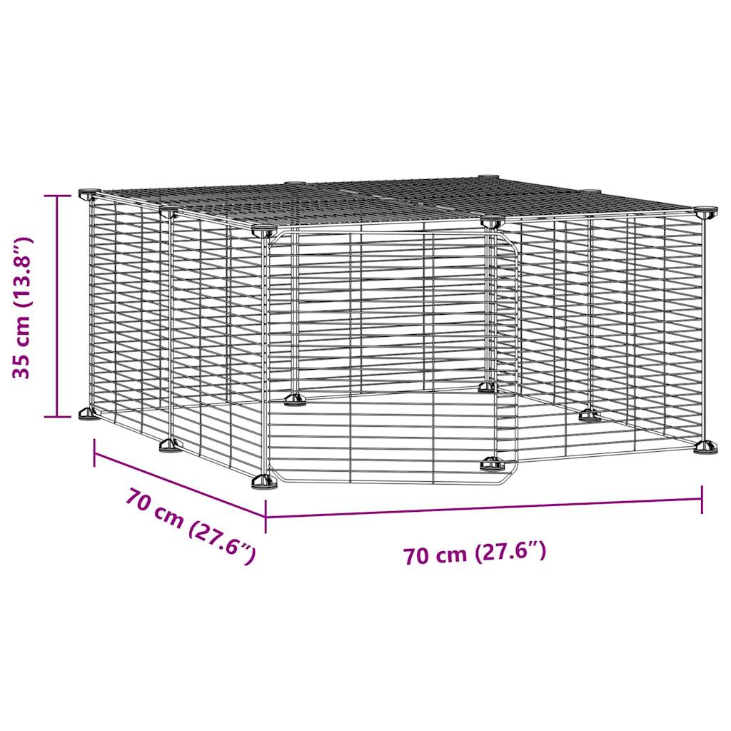 vidaXL Gabbia per Animali 12 Pannelli con Porta Nero 35x35 cm Acciaio