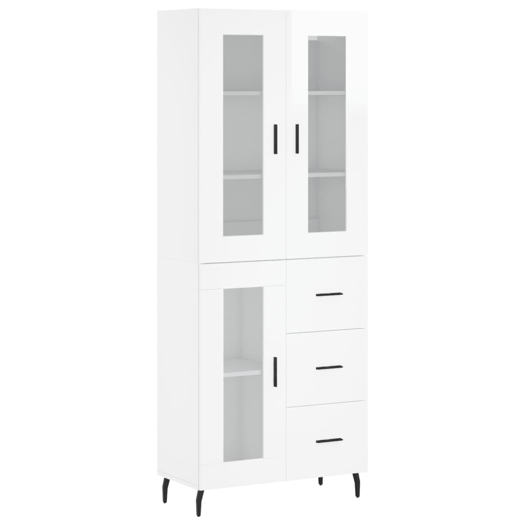 vidaXL Credenza Bianco Lucido 69,5x34x180 cm in Legno Multistrato