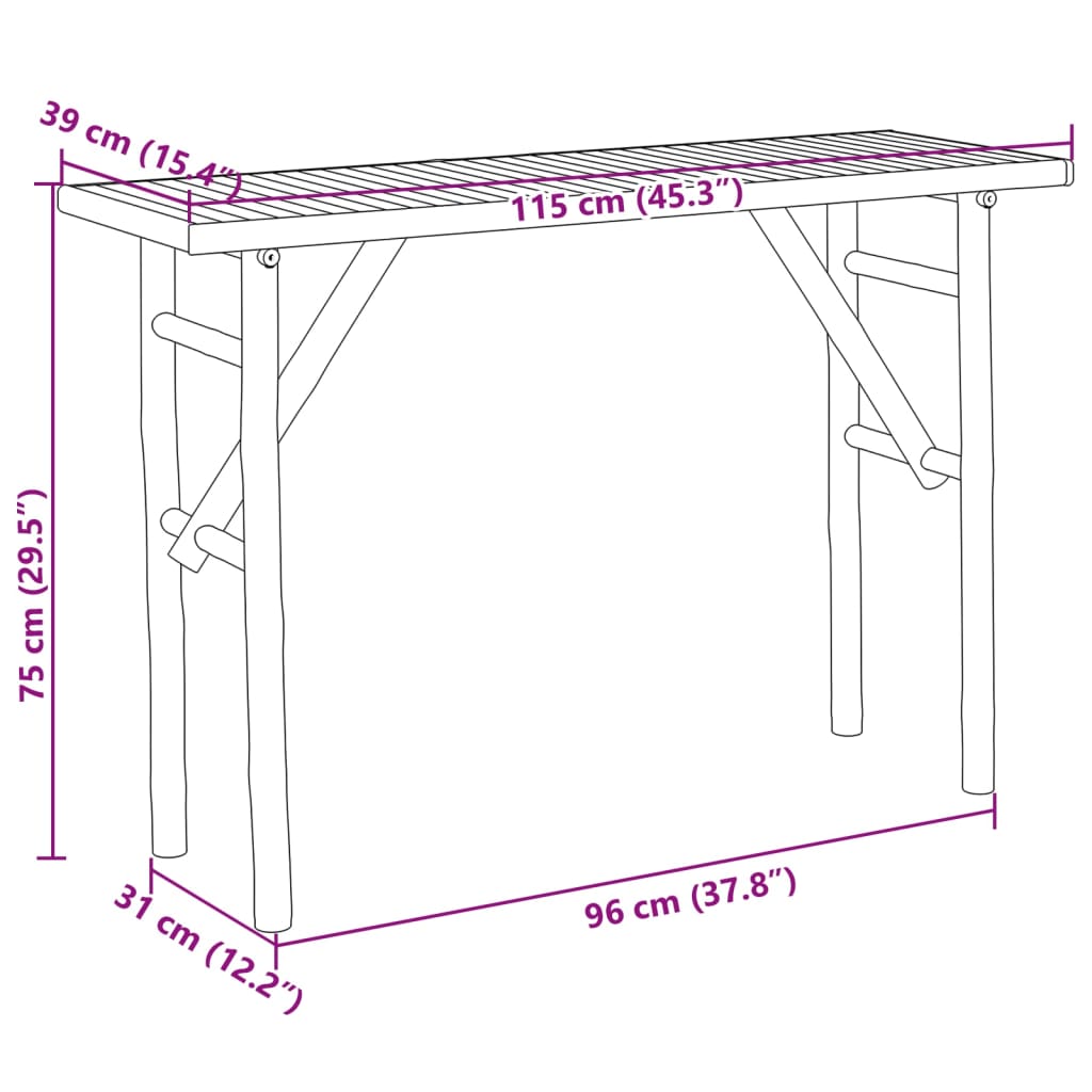 vidaXL Tavolo Consolle 115x39x75 come in Bambù