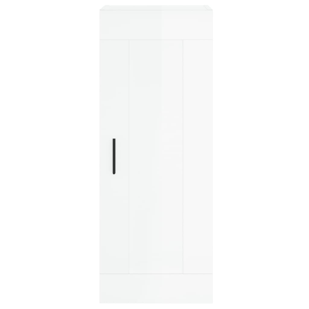 vidaXL Mobile Parete Bianco Lucido 34,5x34x90 cm in Legno Multistrato