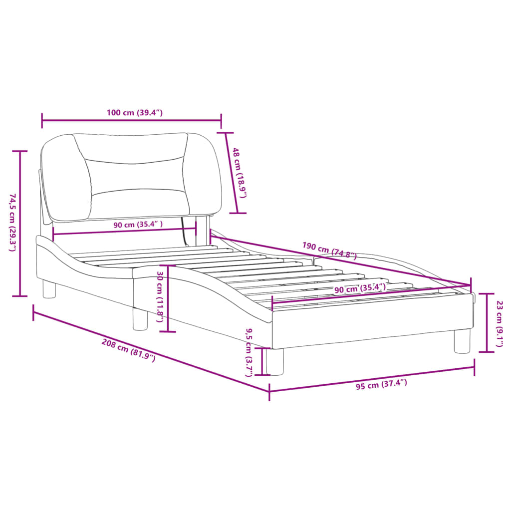 vidaXL Giroletto con Luci LED Marrone 90x190 cm in Similpelle