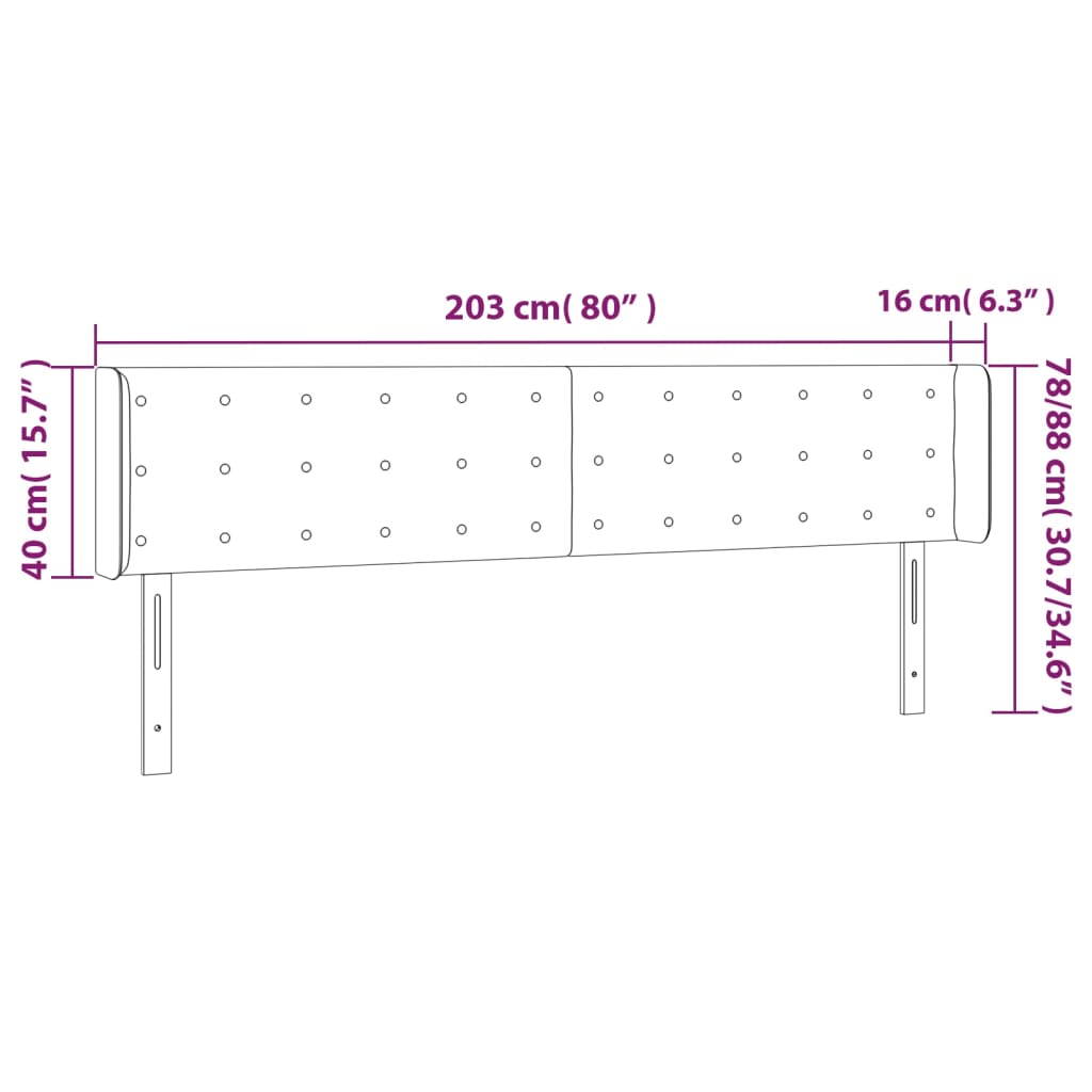 vidaXL Testiera ad Orecchio Bianca 203x16x78/88 cm in Similpelle