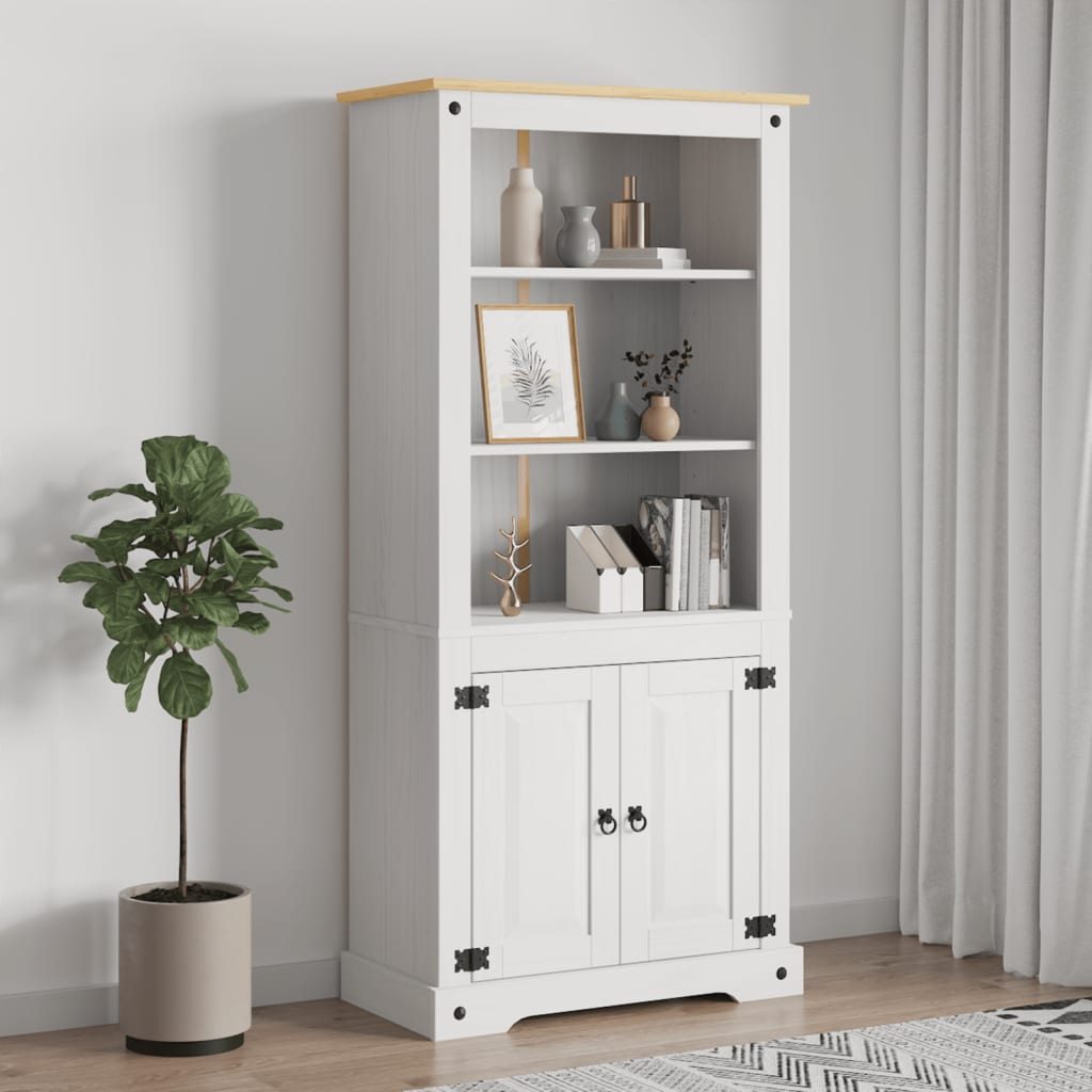 vidaXL Credenza in Legno di Pino Messicano Corona Bianco 80x40x170 cm