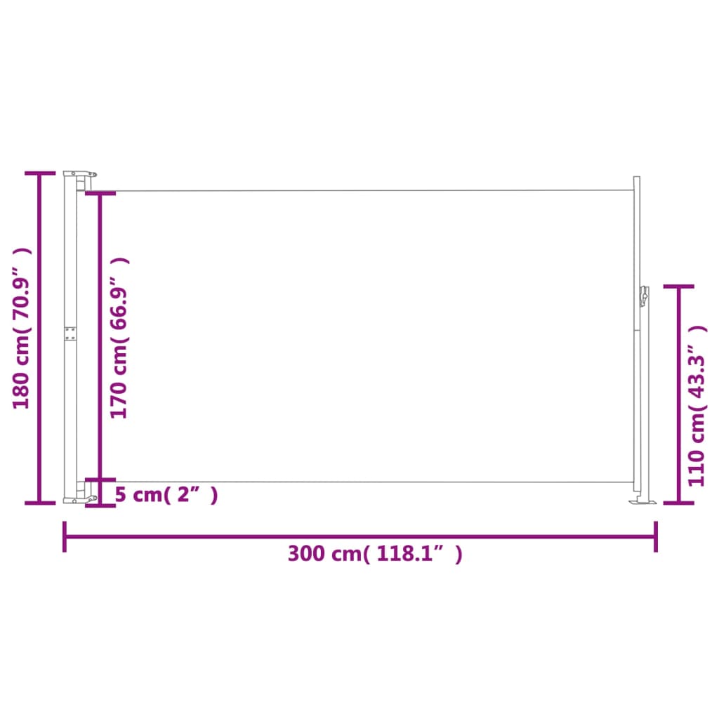 vidaXL Tenda Laterale Retrattile per Patio 180x300 cm Rossa