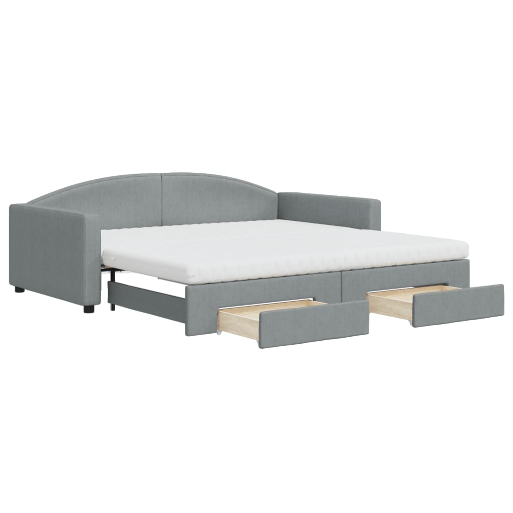 vidaXL Divano Letto Estraibile Cassetti Grigio Chiaro 100x200 Tessuto