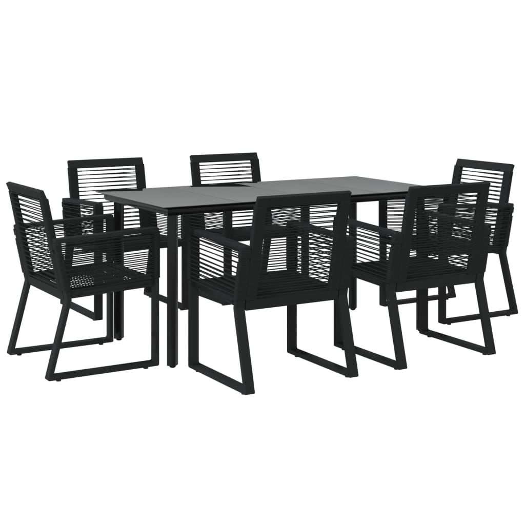 vidaXL Set da Pranzo da Giardino 7 pz Nero in Rattan PVC