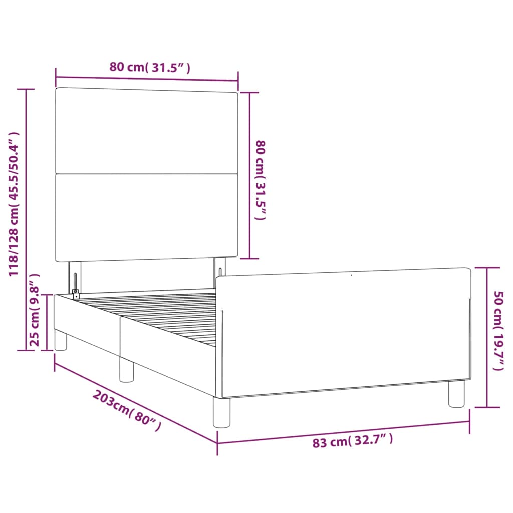 vidaXL Giroletto con Testiera Crema 80x200 cm in Similpelle