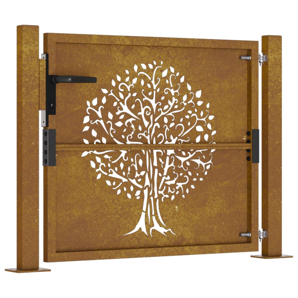 vidaXL Cancello da Giardino 105x105 cm in Acciaio Corten Design Albero