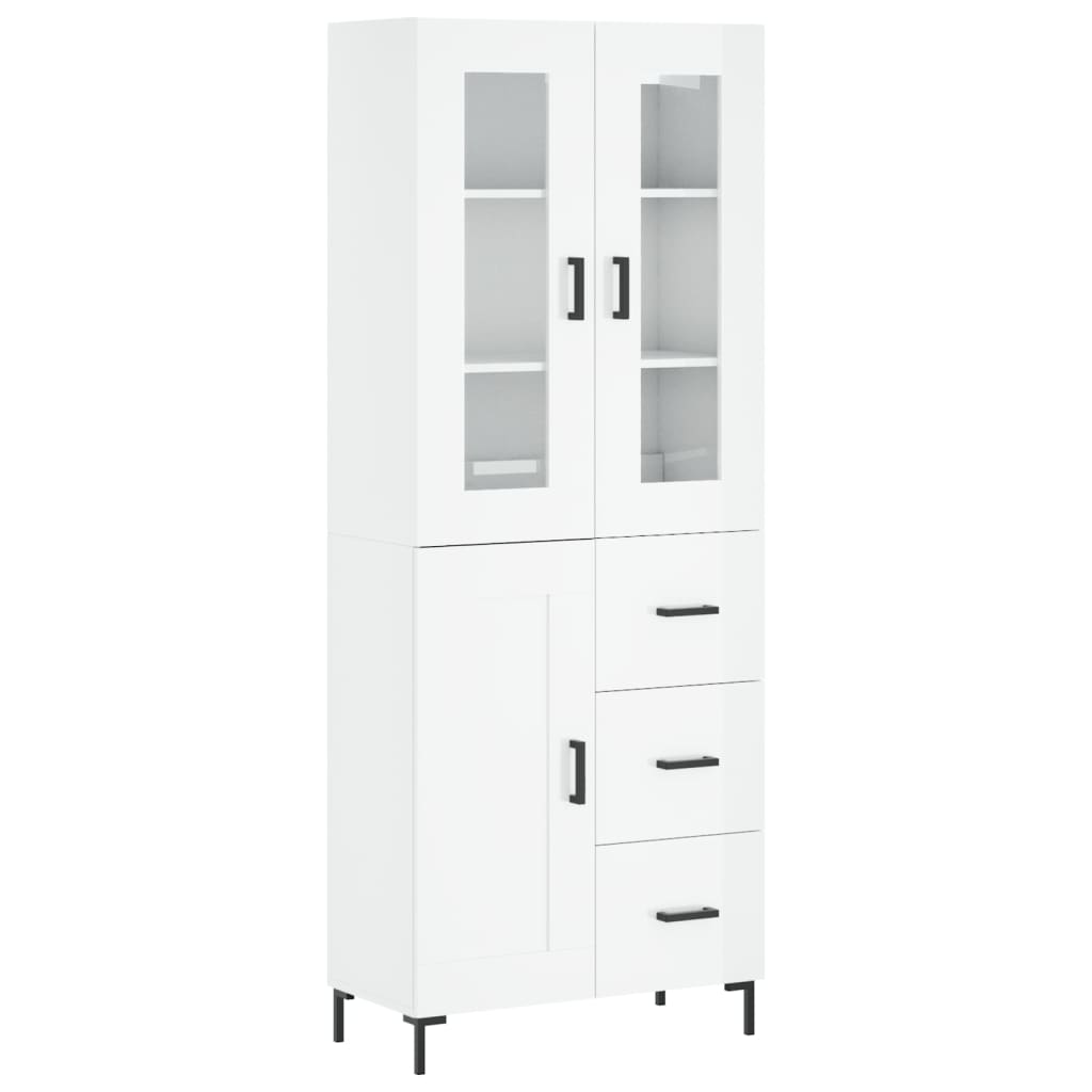 vidaXL Credenza Bianco Lucido 69,5x34x180 cm in Legno Multistrato