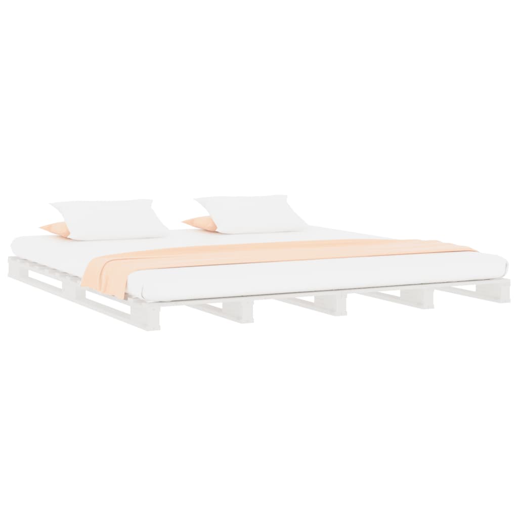 vidaXL Letto a Pallet Bianco 140x190 cm in Legno Massello di Pino