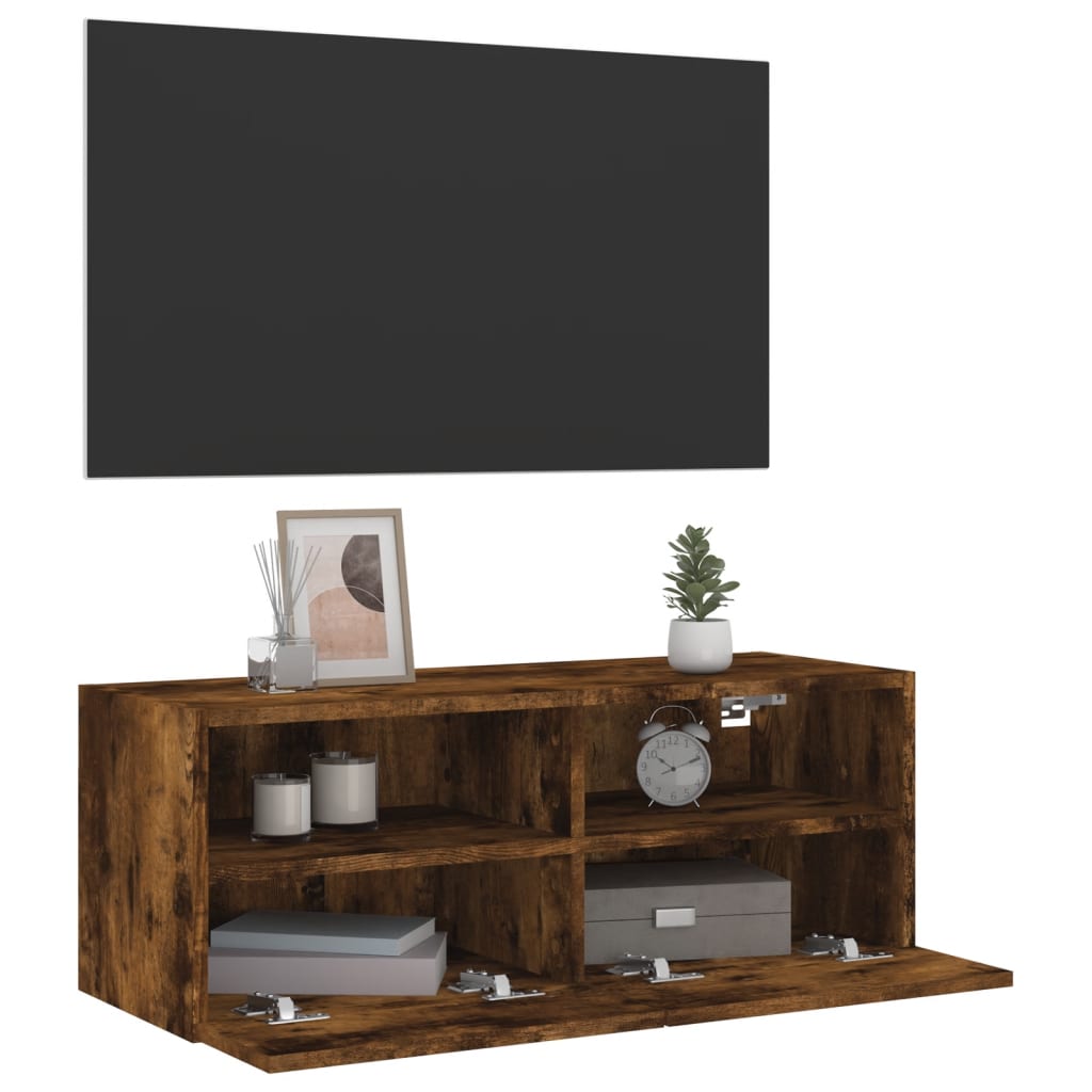 vidaXL Mobile TV a Parete Rovere Fumo 80x30x30 cm in Legno Multistrato