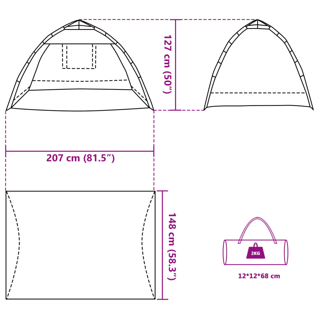 vidaXL Tenda da Spiaggia 2Persone Azzurro Rilascio Rapido Impermeabile