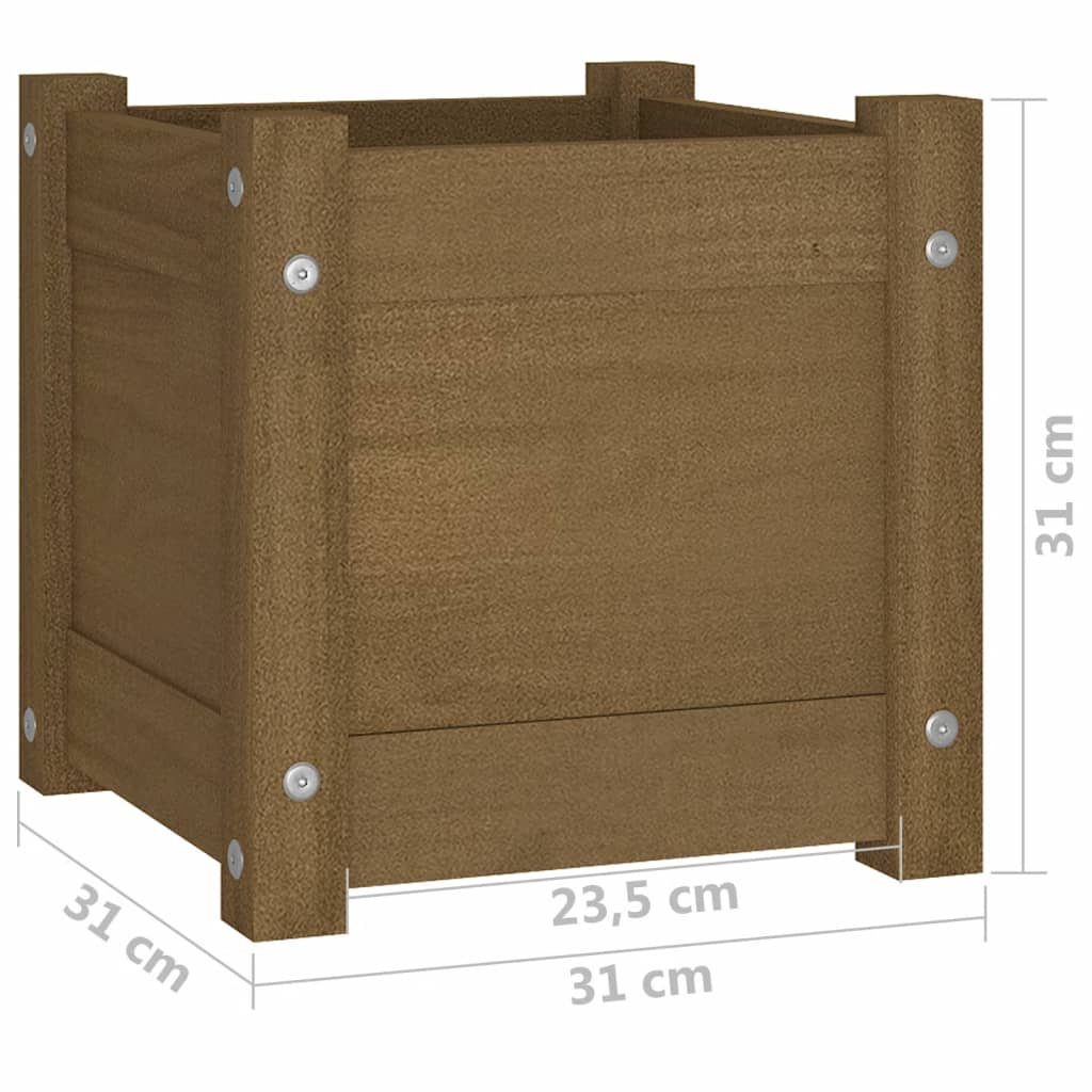 vidaXL Fioriera Giardino Marrone Ambra 31x31x31 cm Legno Massello Pino