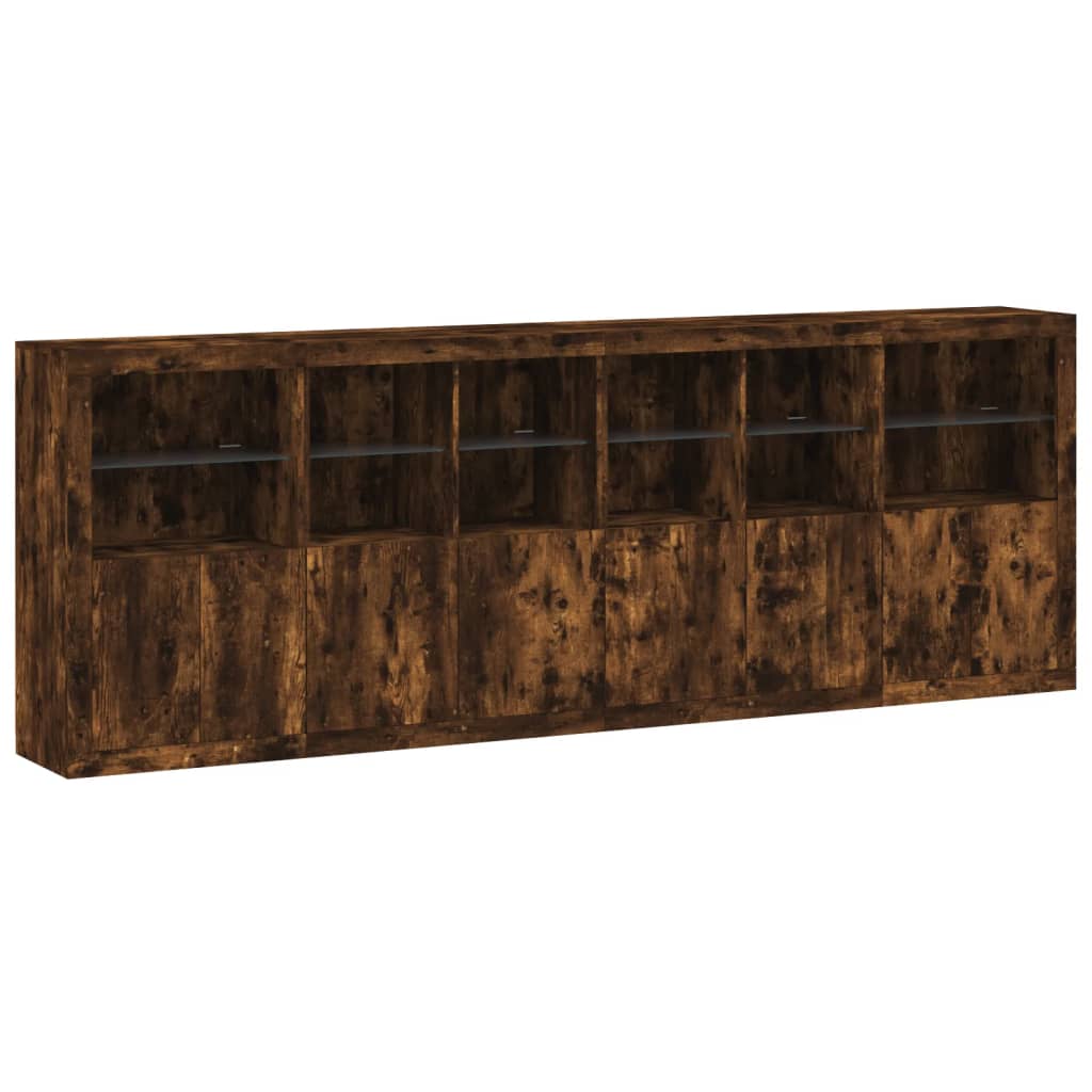 vidaXL Credenza con Luci LED Rovere Fumo 283x37x100 cm