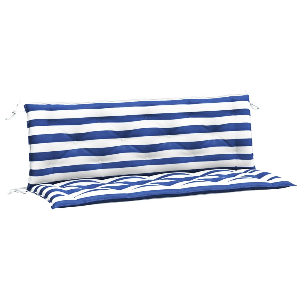 vidaXL Cuscini Panca Giardino 2pz Righe Bianche Blu 150x50x7cm Tessuto