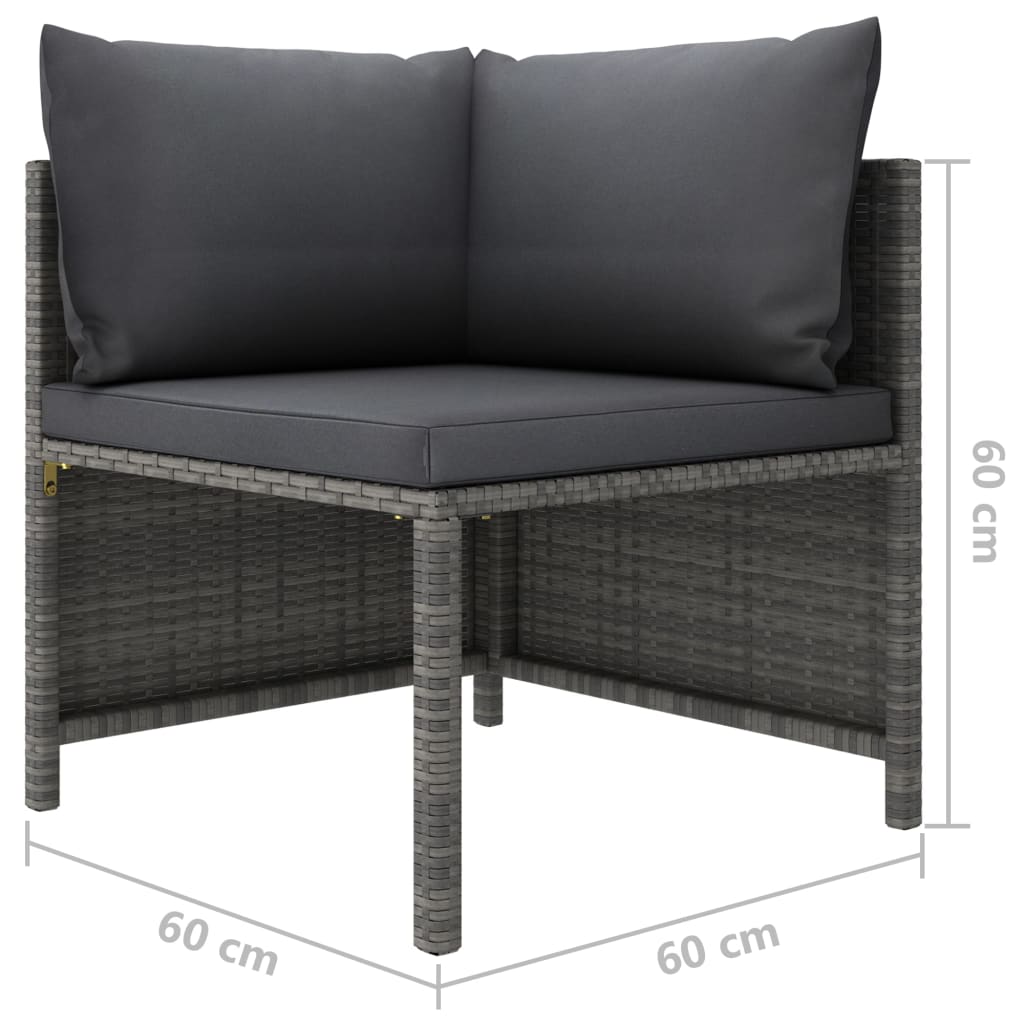 vidaXL Set Divani da Giardino 9 pz con Cuscini in Polyrattan Grigio