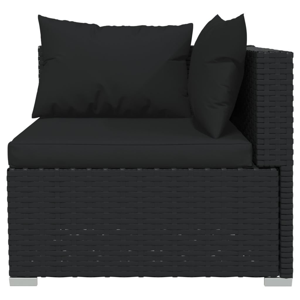 vidaXL Set Divani da Giardino 13 pz con Cuscini in Polyrattan Nero