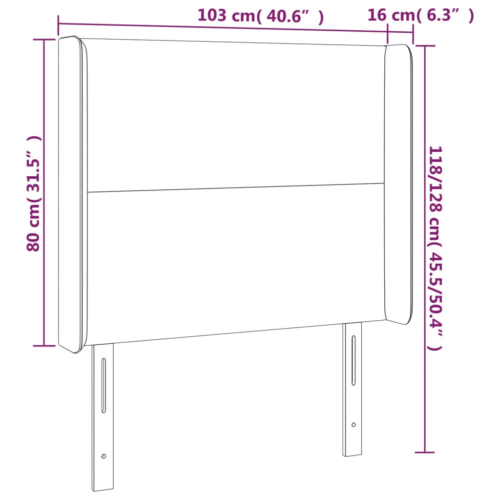 vidaXL Testiera ad Orecchio Nera 103x16x118/128 cm in Velluto